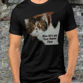 不機嫌そうな猫があまりおもしろい幸せ トライブレンドTシャツ