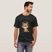 不機嫌そうな猫のミャウジックヘッドホン 楽しい音楽 Tシャツ (正面フル)