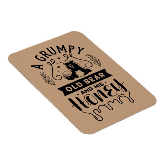 不機嫌そうな老いたクマと彼の蜂蜜 マグネット (右側)