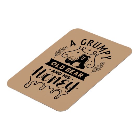 不機嫌そうな老いたクマと彼の蜂蜜 マグネット (左側)