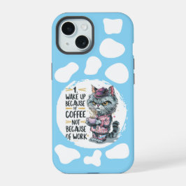 不機嫌だが可愛い – 漫画の猫のケース iPhone 15ケース