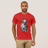 不機嫌でかわいい猫動物男性Tシャツ Tシャツ (正面フル)