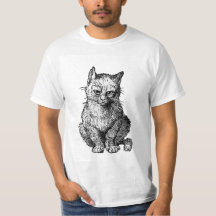 不機嫌でかわいい猫動物男性Tシャツ