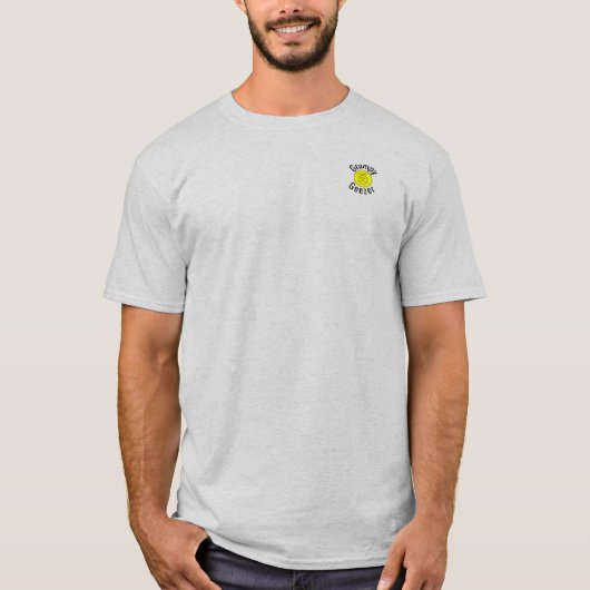 不機嫌なおじいさん 小さなカーブテキストロゴ Tシャツ (正面)