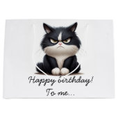 不機嫌なおもしろい猫 ラージペーパーバッグ (正面)