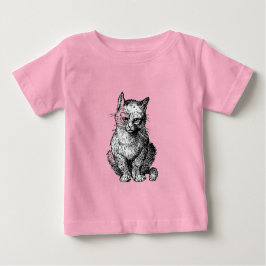 不機嫌なかわいい猫の動物ベイビーシャツ ベビーTシャツ