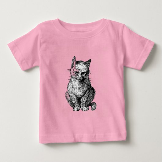 不機嫌なかわいい猫の動物ベイビーシャツ ベビーTシャツ (正面)