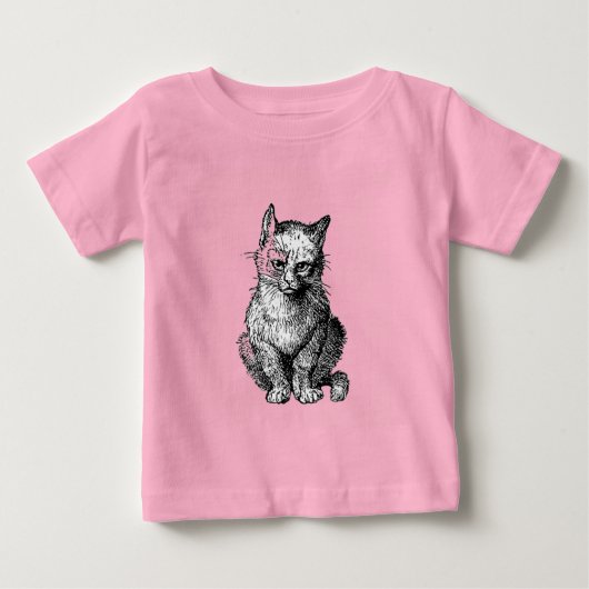 不機嫌なかわいい猫の動物ベビーシャツ ベビーTシャツ (正面)