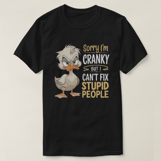 不機嫌なアヒルの漫画 – おもしろい Cranky Animal Art Tシャツ (デザイン正面)
