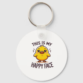 不機嫌なアヒル – これは私の幸せな顔おもしろい キーホルダー