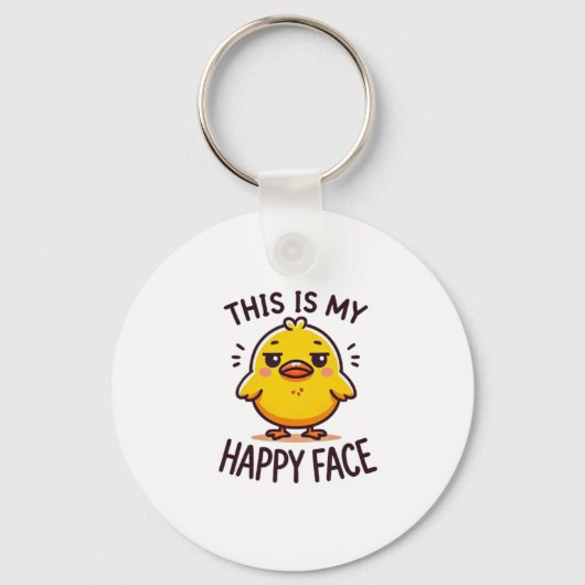 不機嫌なアヒル – これは私の幸せな顔おもしろい キーホルダー (正面)