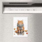 不機嫌なオレンジ色の猫が雨に濡れて マグネット (インサイチュ (食洗機))