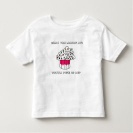 不機嫌なカップケーキの女の子は白のTシャツを波立たせました トドラーTシャツ