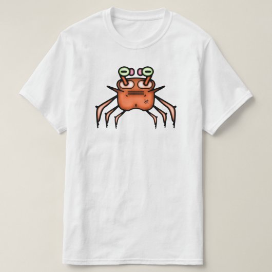 不機嫌なカニの面白Tシャツ Tシャツ (デザイン正面)