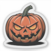 不機嫌なカボチャステッカー – ハロウィンの気分 シール (正面)