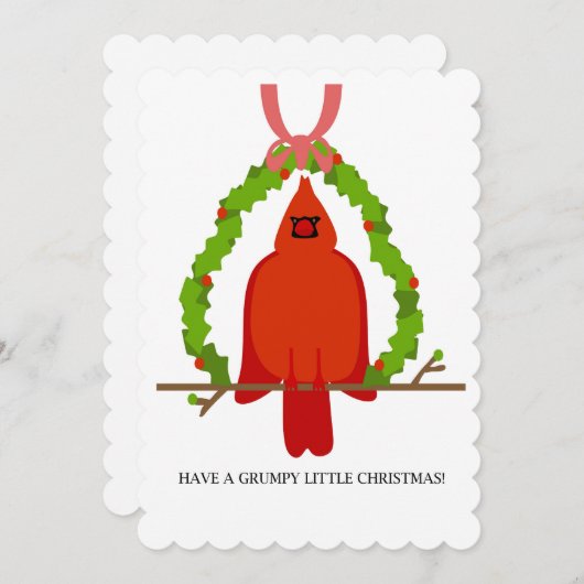 不機嫌なカーディナルのクリスマス シーズンカード (正面/裏面)