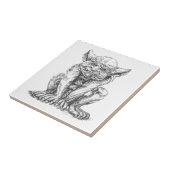 不機嫌なガーゴイル陶芸写真タイル タイル (側面)