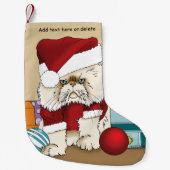 不機嫌なクリスマスの猫 サンタ 楽しい休日 スモールクリスマスストッキング (正面)