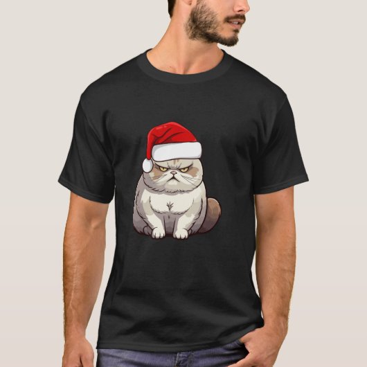 不機嫌なクリスマス猫 Tシャツ (正面)