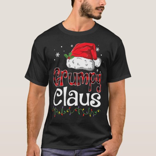 不機嫌なクロースサンタおもしろいクリスマスパジャママッチング Tシャツ (正面)
