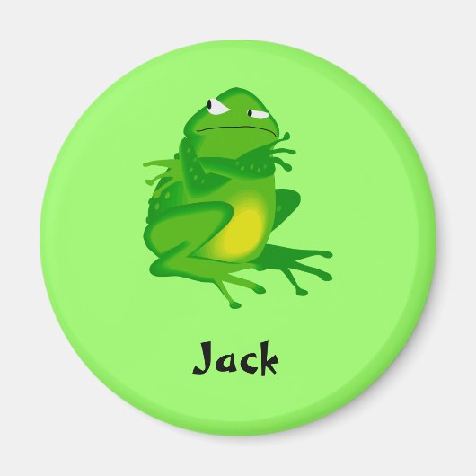 不機嫌なグリーンカエルの磁石 マグネット (正面)
