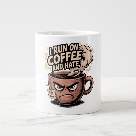 不機嫌なコーヒーマグ走 – 私はコーヒーと嫌い ジャンボコーヒーマグカップ (正面)