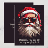 不機嫌なサンタのカスタムテキスト シーズンカード (正面/裏面)