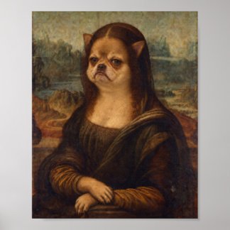 不機嫌なチワワのモナリザ ルネサンス風肖像画 ポスター