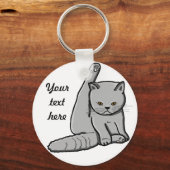 不機嫌なパーソナライズされた猫 キーホルダー (正面)