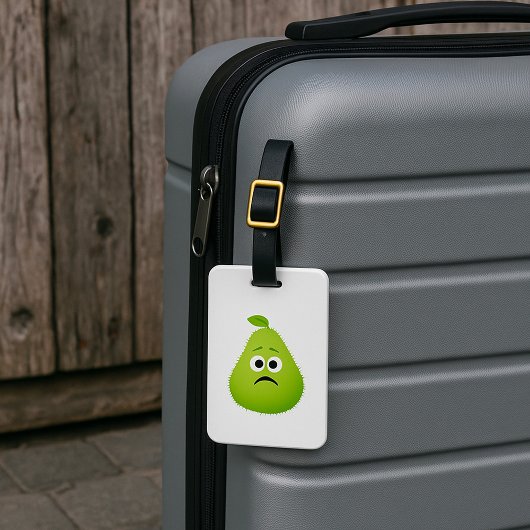 不機嫌なファジー梨顔おもしろいフルーツキャラクター ラゲッジタグ