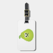 不機嫌なファジー梨顔おもしろいフルーツキャラクター ラゲッジタグ (正面縦)