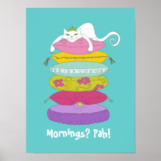 不機嫌なプリンセスキャットと豆のカラフルポスター ポスター