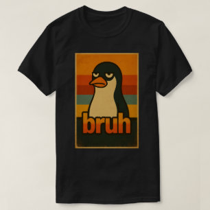 不機嫌なペンギンの"bruh"のミーム - 楽しいレトロなヴィンテージ tシャツ