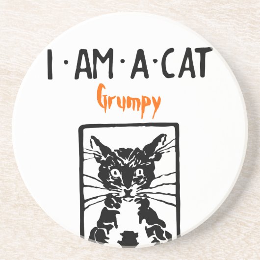 不機嫌な人や猫のための不機嫌な黒猫 コースター (正面)