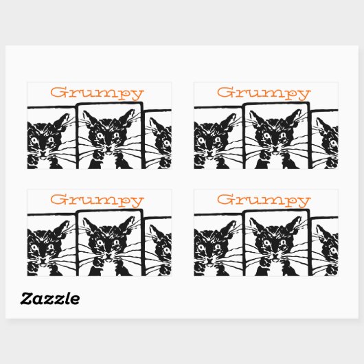 不機嫌な人や猫のための不機嫌な黒猫 長方形シール (シート)