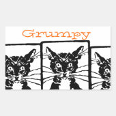 不機嫌な人や猫のための不機嫌な黒猫 長方形シール (正面)