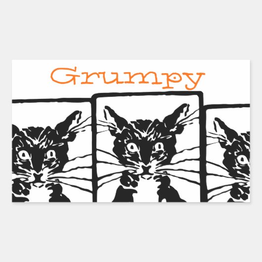 不機嫌な人や猫のための不機嫌な黒猫 長方形シール (正面)
