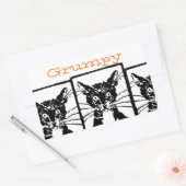 不機嫌な人や猫のための不機嫌な黒猫 長方形シール (封筒)