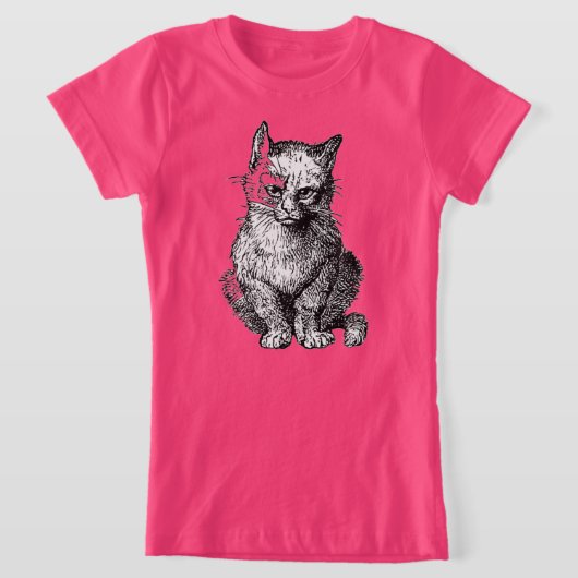 不機嫌な可愛い猫のアニマルのガールシャツ Tシャツ (レイダウン)