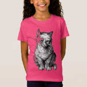 不機嫌な可愛い猫のアニマルのガールシャツ Tシャツ (正面)