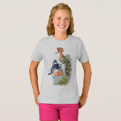 不機嫌な可愛い猫動物の女の子のシャツ Tシャツ (正面フル)