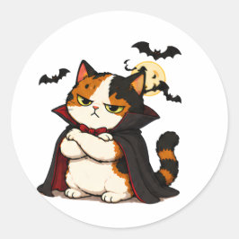 不機嫌な吸血鬼猫のハロウィン ラウンドシール