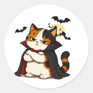不機嫌な吸血鬼猫のハロウィン ラウンドシール