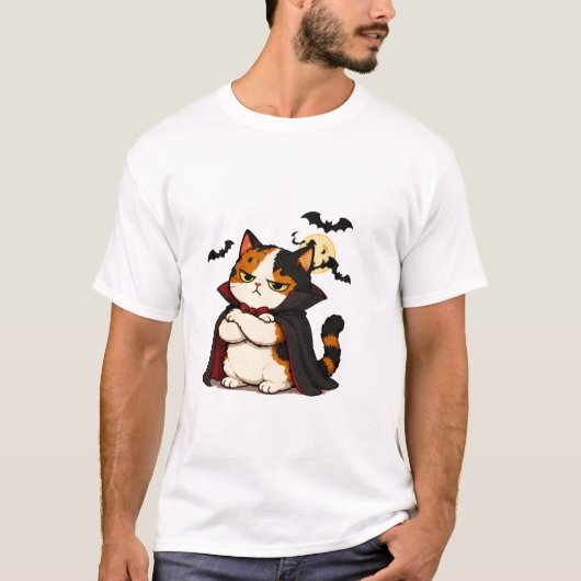 不機嫌な吸血鬼猫のハロウィン  Tシャツ (正面)