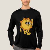 不機嫌な唇のレトロな太陽 トライブレンドTシャツ (正面)