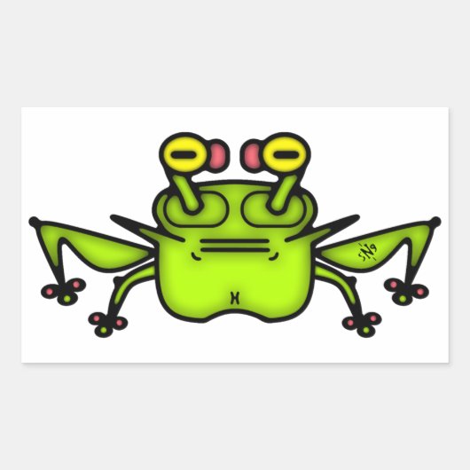 不機嫌な奇妙なカエルはv3の長方形のステッカー 長方形シール (正面)