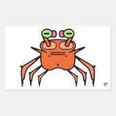 不機嫌な奇妙なカニv1長方形ステッカー 長方形シール (正面)
