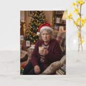不機嫌な女性の皮肉なクリスマスカード カード (黄色い花)