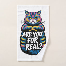 不機嫌な実在猫に対して ハンドタオル