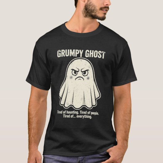 不機嫌な幽霊のハロウィンTシャツ Tシャツ (正面)